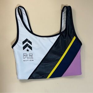 P.E Nation White and Multicolor Sports Bra